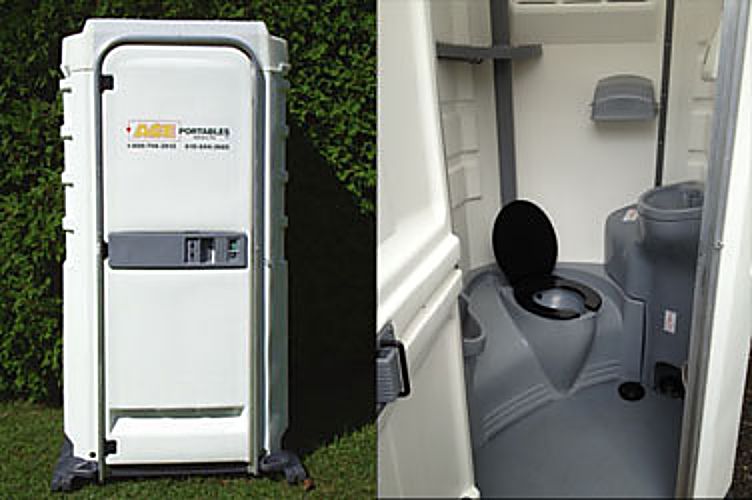 Powered Flushable Portable-Toilet Interior Exterior